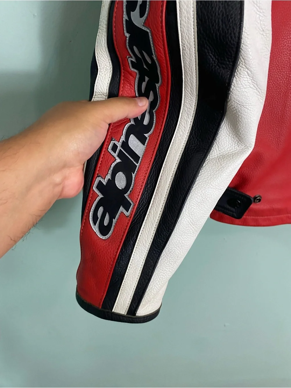 Alpinestars Leather Moto Jacket Size 40 ZIPPER NEEDS PULL THINGY